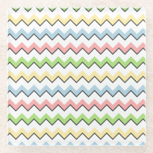 Pastel Chevron-Drop Shadow Glass Coaster