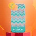 Pastel Chevron Pattern with name - designer iPhone 16 Plus Case<br><div class="desc">A bold,  graphic design with patterns in fun,  pastel colours. Add your name or delete the text for a fun summer cover.</div>