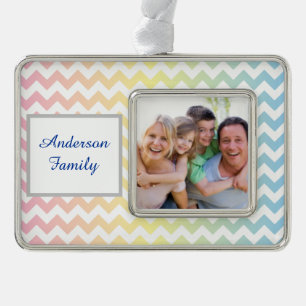 Pastel Chevron Silver Plated Framed Ornament