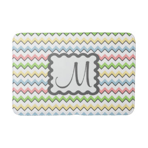 Pastel Chevron with Monogram by Shirley Taylor Bath Mat