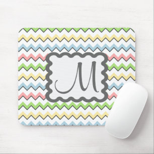 Pastel Chevron with Monogram by Shirley Taylor Mouse Pad