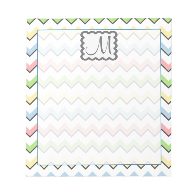 Pastel Chevron with Monogram by Shirley Taylor Notepad (Front)