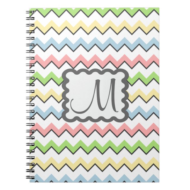 Pastel Chevron with Monogram by Shirley Taylor Spiral Notebook (Front)