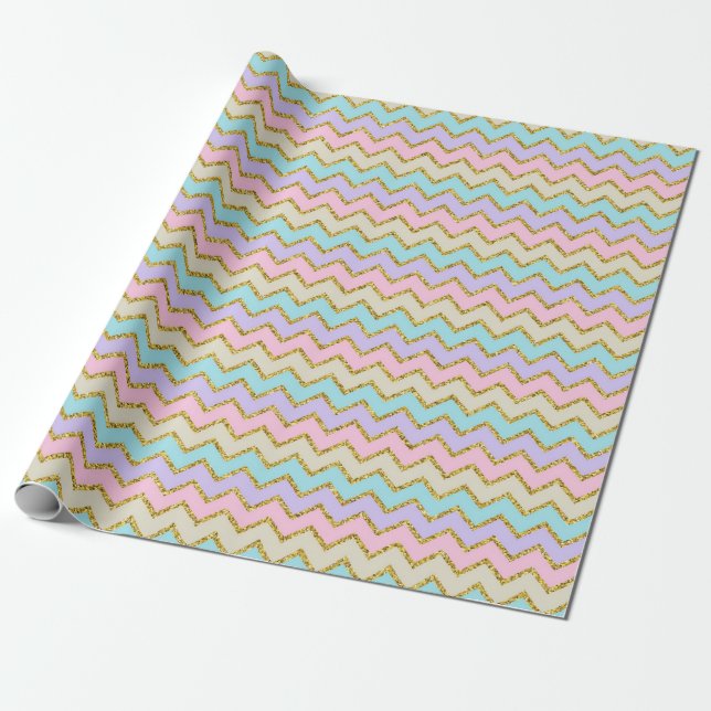 Pastel Chevron Wrapping Paper (Unrolled)