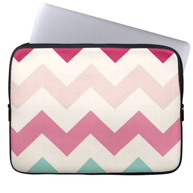 Pastel chevron zigzag stripes zig zag pattern chic laptop sleeve (Front)