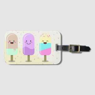 Pastel Chibi Ice Lollies Cute Personalised Luggage Tag