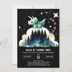 Pastel Chic Triceratops Birthday Invitation