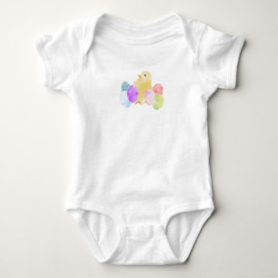 Pastel Chick with Eggs Design Baby Bodysuit