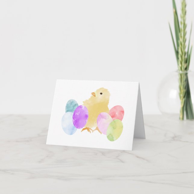 Pastel Chick with Eggs Design PERSONALIZED  Card (Front)