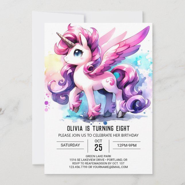 Pastel Children Horse Birthday Invitation (Front)
