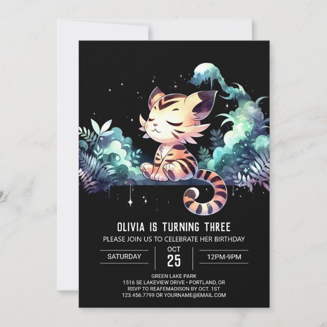Pastel Children Tiger Birthday Invitation (Front)