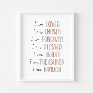 Pastel Christian kids affirmation poster