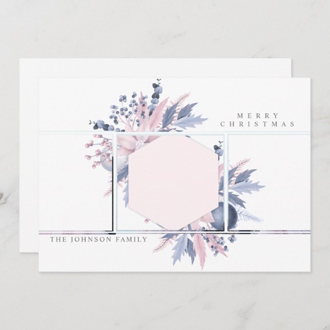 Pastel Christmas 3 Photo Collage holiday card (Front/Back)