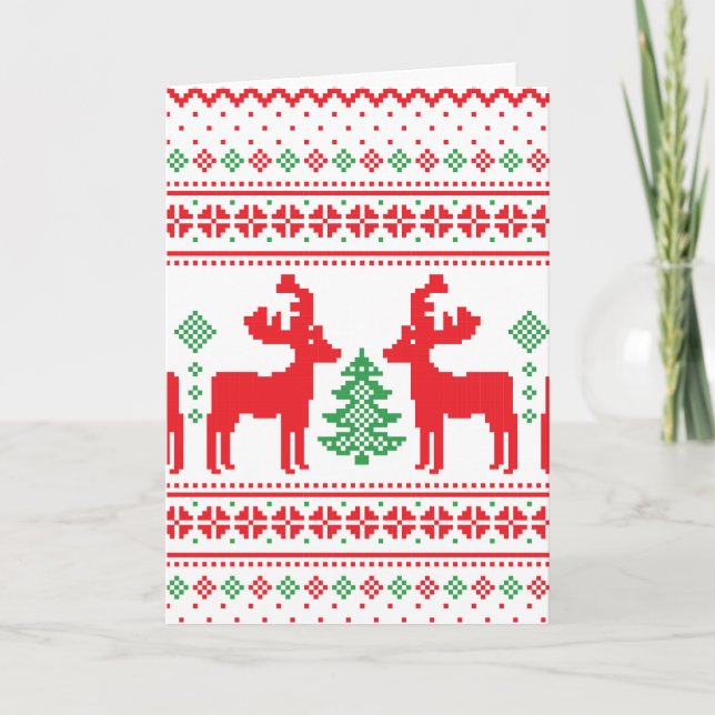 Pastel Christmas Aesthetic Pattern- Holiday Vibes Card (Front)