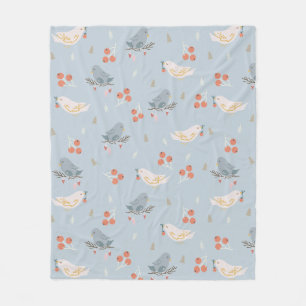 Pastel Christmas Birds Seamless Pattern Fleece Blanket