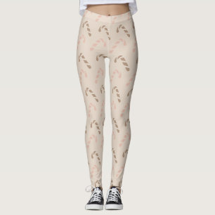 Pastel Christmas Candy Canes Pattern Leggings