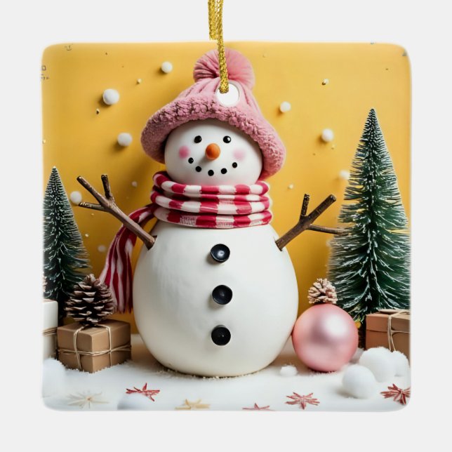 Pastel Christmas - Ceramic Ornament  (Front)