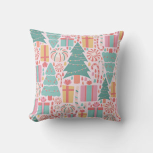 Pastel Christmas Cheer Seamless Pattern Cushion