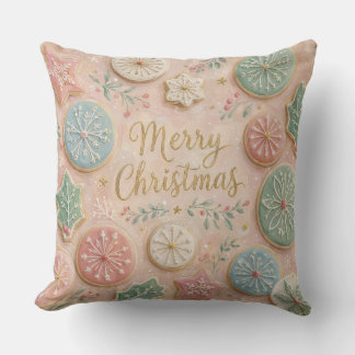 Pastel Christmas Cookies Merry Christmas Snowflake Cushion