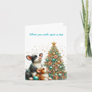 Pastel Christmas Cow Holiday Card