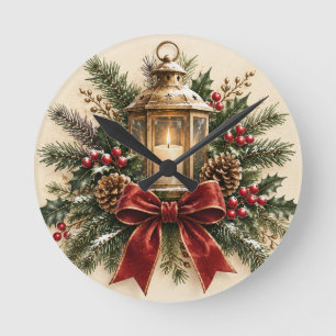 Pastel Christmas Greeting, Cosy Candle, Ribbon Round Clock
