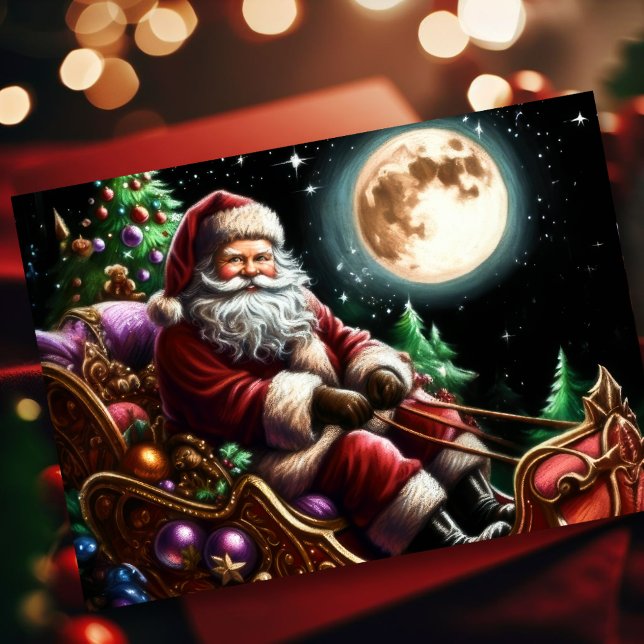 Pastel Christmas Holiday Santa Claus Sleigh Card (Creator Uploaded)