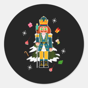 Pastel Christmas Nutcracker In Snow Christmas Classic Round Sticker