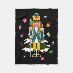 Pastel Christmas Nutcracker In Snow Christmas Fleece Blanket
