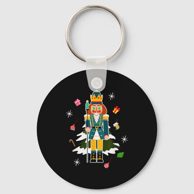 Pastel Christmas Nutcracker In Snow Christmas  Key Ring (Front)
