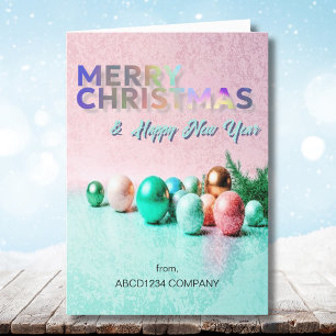 Pastel Christmas Ornaments Corporate Holiday Card