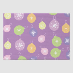 Pastel Christmas Ornaments Snowflakes Violet Tissue Paper