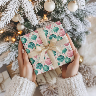 Pastel Christmas Ornaments Wrapping Paper
