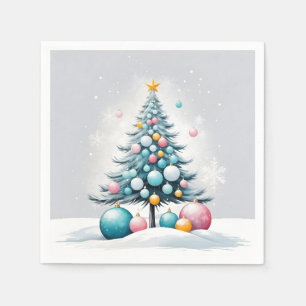 Pastel Christmas   Oversized Blue Pink Ornaments Napkin