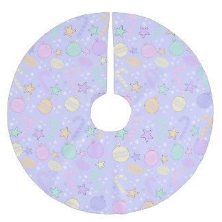 Pastel Christmas Pattern Brushed Polyester Tree Skirt