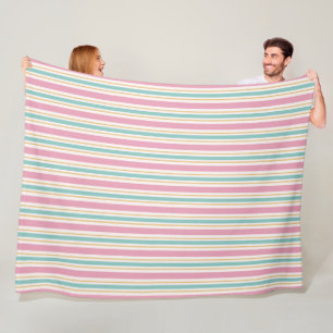 Pastel Christmas Stripes Seamless Pattern Fleece Blanket