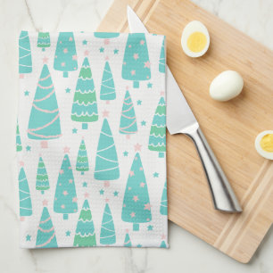 Pastel Christmas Tree Forest Tea Towel