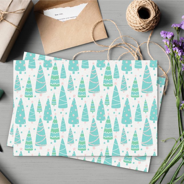 Pastel Christmas Tree Forest Tissue Paper (Pastel Christmas Tree Forest Tissue Paper)