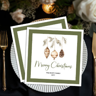 Pastel Christmas Tree Minimal Family Name Napkins