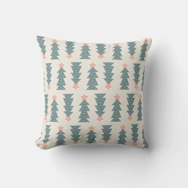 Pastel Christmas Trees Cushion (Front)