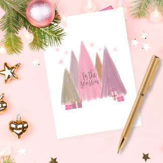 Pastel Christmas Trees 'Tis the Season Holiday Card