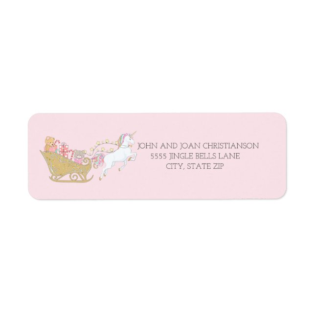 Pastel Christmas Unicorn Santa's Sleigh Pink (Front)