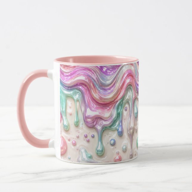 Pastel Chrome Liquid Morning Coffee Mug Aesthetic (Left)