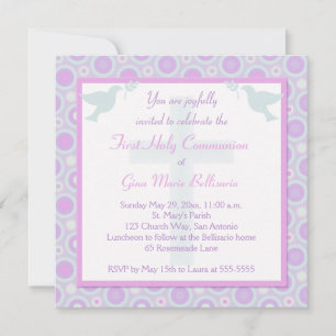 Pastel Circles First Holy Communion Invitation