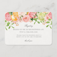 Pastel Citrus Floral Bridal Registry Insert
