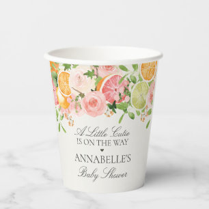 Pastel Citrus Floral Little Cutie Baby Shower Paper Cups