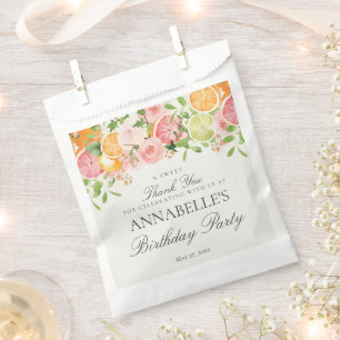 Pastel Citrus Floral Little Cutie Birthday Dessert Favour Bags