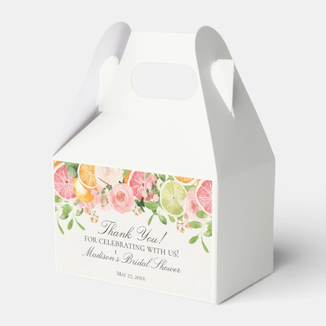 Pastel Citrus Floral Main Squeeze Bridal Shower Favour Box (Front Side)