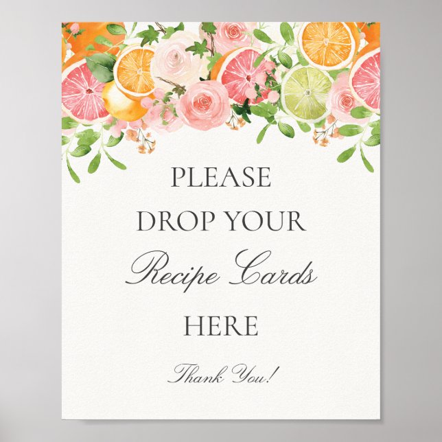Pastel Citrus Floral Main Squeeze Share a Recipe Poster (Front)