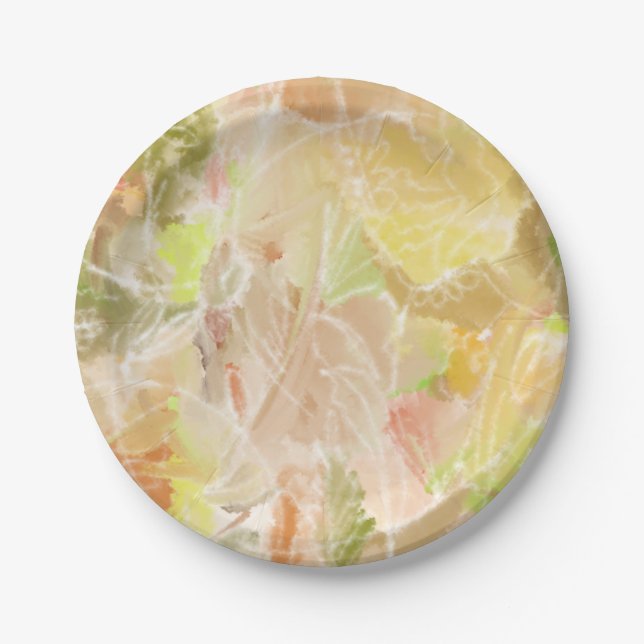 Pastel Citrus Watercolor Designer Print Paper Plate (Front)
