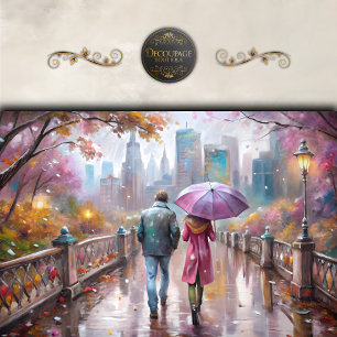 Pastel City Rain Walk Decoupage Tissue Paper